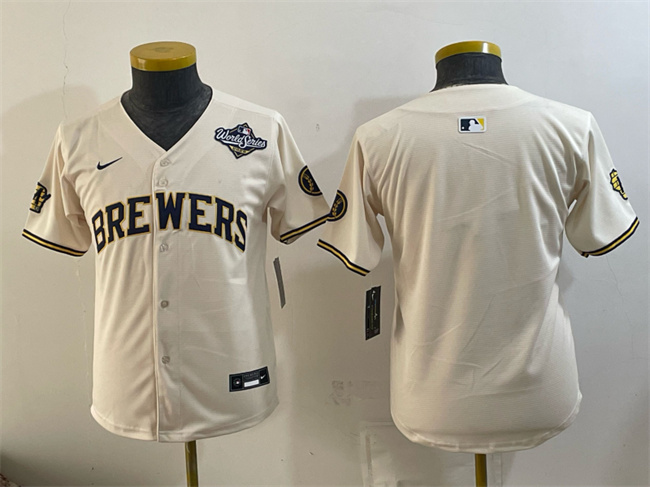 Youth Cream Milwaukee Brewers Blank 2026 World Series Limited Stitched Jersey